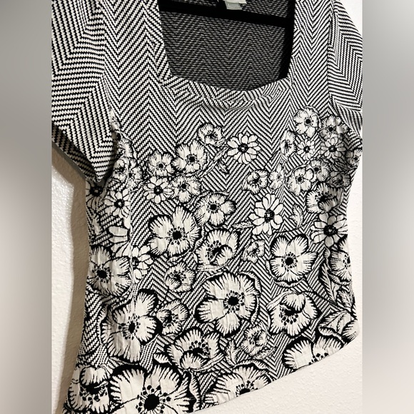 Anthropologie Monochrome Floral Chevron Blouse Size XL - Picture 2 of 5